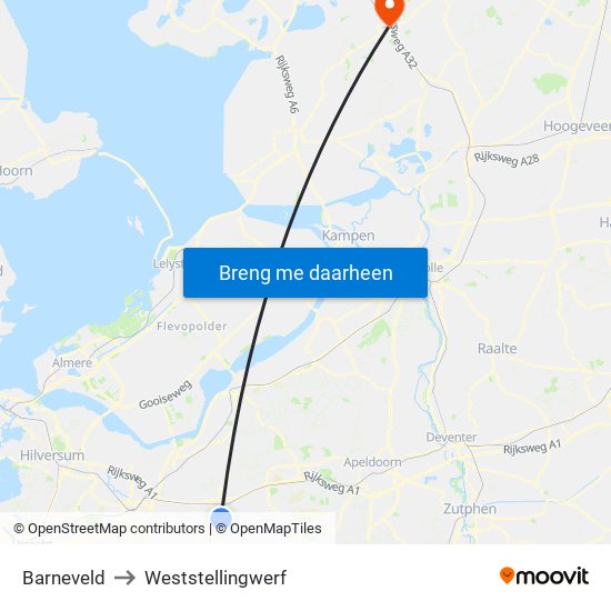 Barneveld to Weststellingwerf map