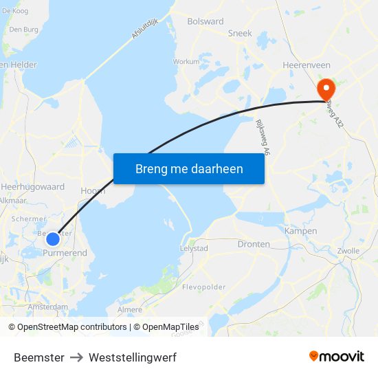 Beemster to Weststellingwerf map