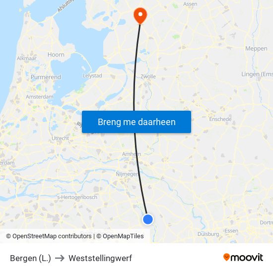Bergen (L.) to Weststellingwerf map