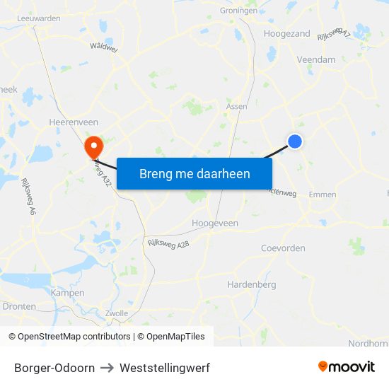 Borger-Odoorn to Weststellingwerf map