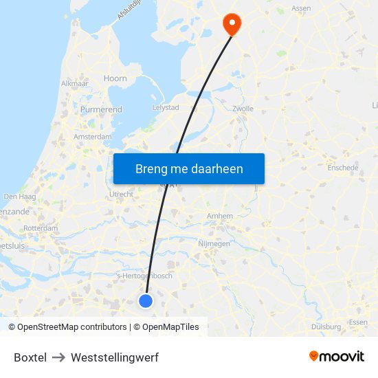 Boxtel to Weststellingwerf map