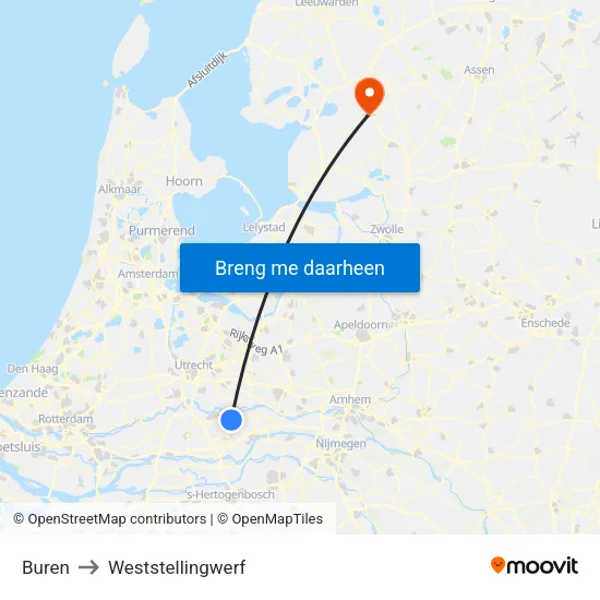 Buren to Weststellingwerf map