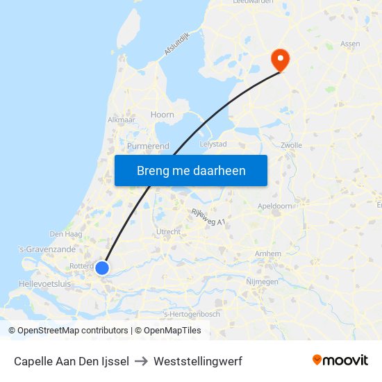 Capelle Aan Den Ijssel to Weststellingwerf map