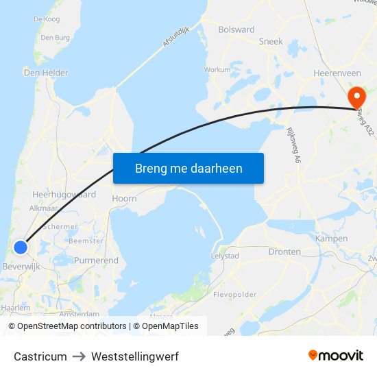 Castricum to Weststellingwerf map