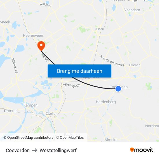 Coevorden to Weststellingwerf map