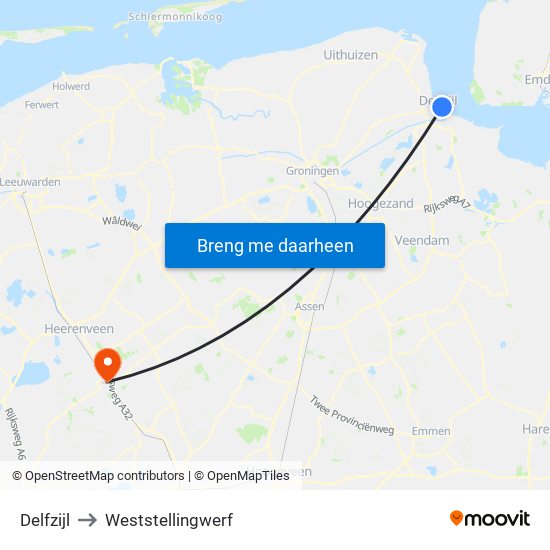 Delfzijl to Weststellingwerf map