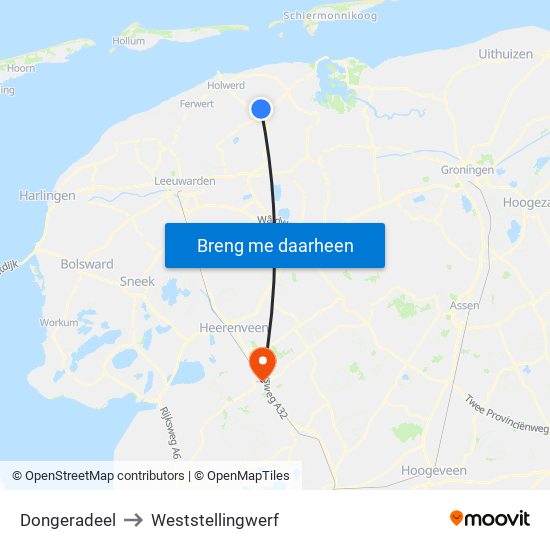 Dongeradeel to Weststellingwerf map