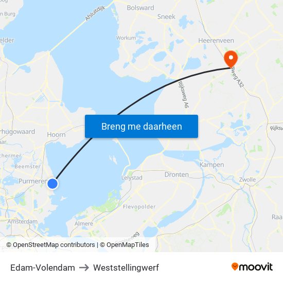 Edam-Volendam to Weststellingwerf map