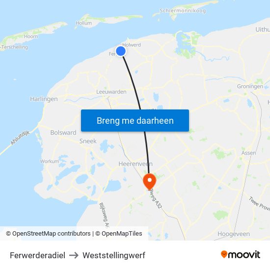 Ferwerderadiel to Weststellingwerf map