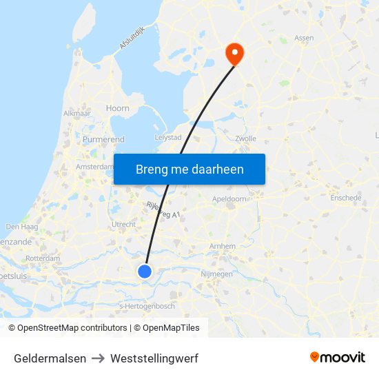 Geldermalsen to Weststellingwerf map