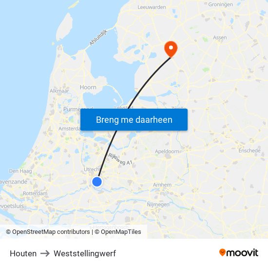 Houten to Weststellingwerf map