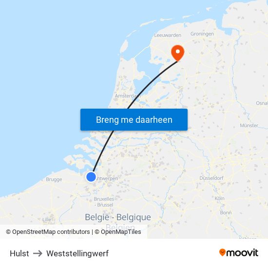 Hulst to Weststellingwerf map