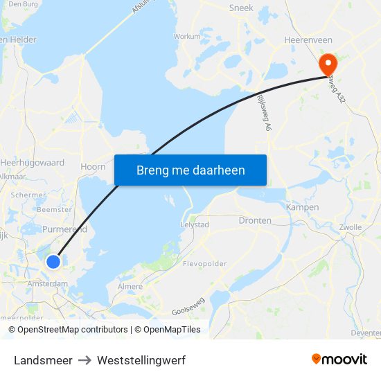 Landsmeer to Weststellingwerf map