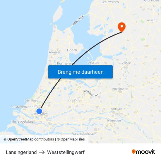 Lansingerland to Weststellingwerf map