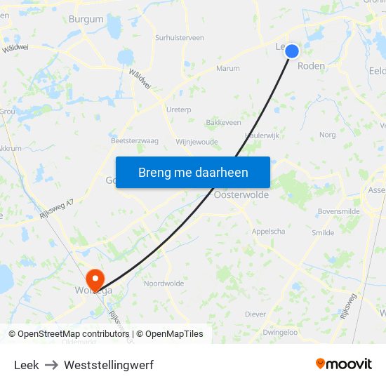 Leek to Weststellingwerf map