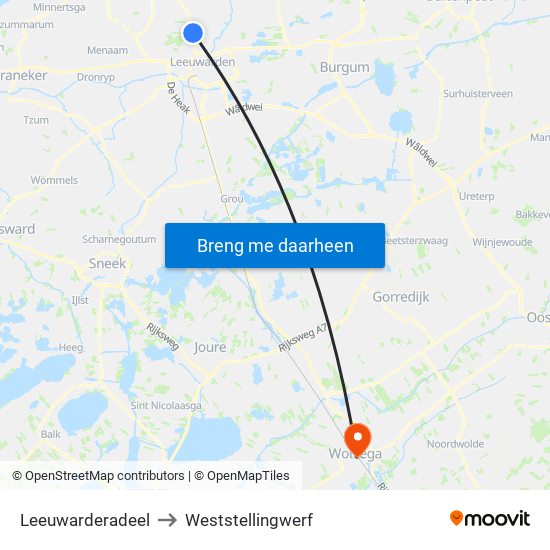 Leeuwarderadeel to Weststellingwerf map