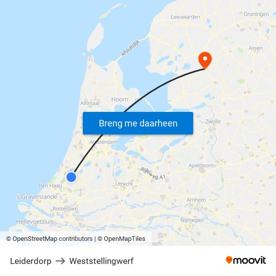 Leiderdorp to Weststellingwerf map