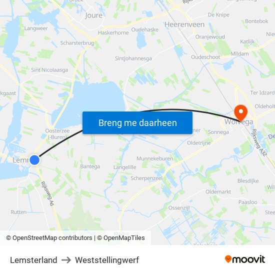 Lemsterland to Weststellingwerf map