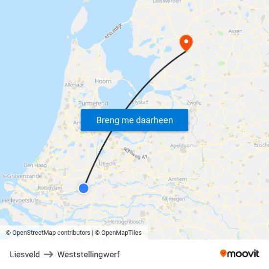 Liesveld to Weststellingwerf map