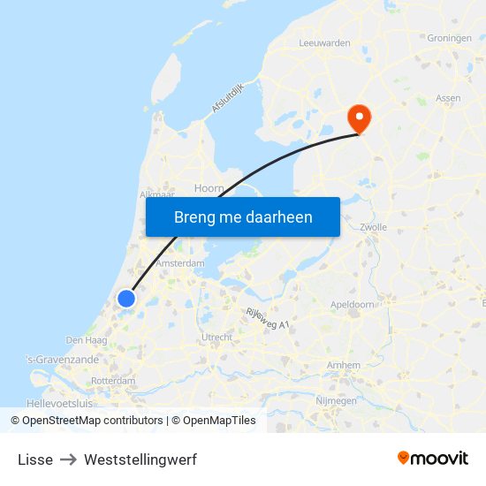 Lisse to Weststellingwerf map