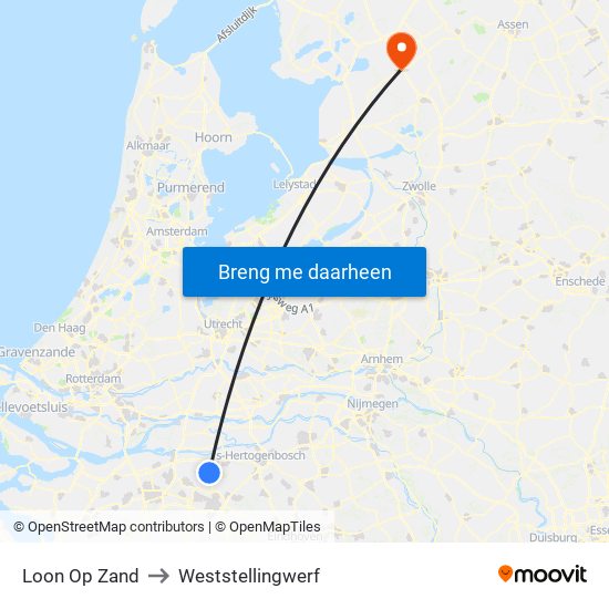 Loon Op Zand to Weststellingwerf map