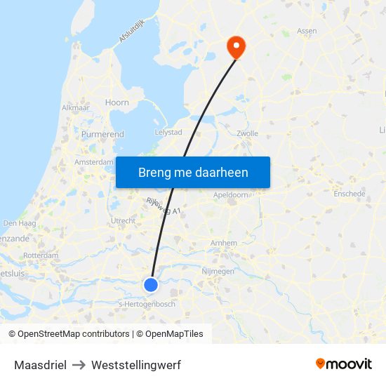 Maasdriel to Weststellingwerf map