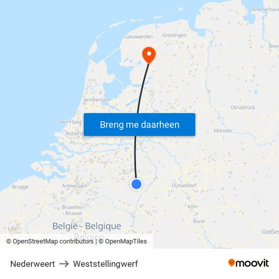 Nederweert to Weststellingwerf map
