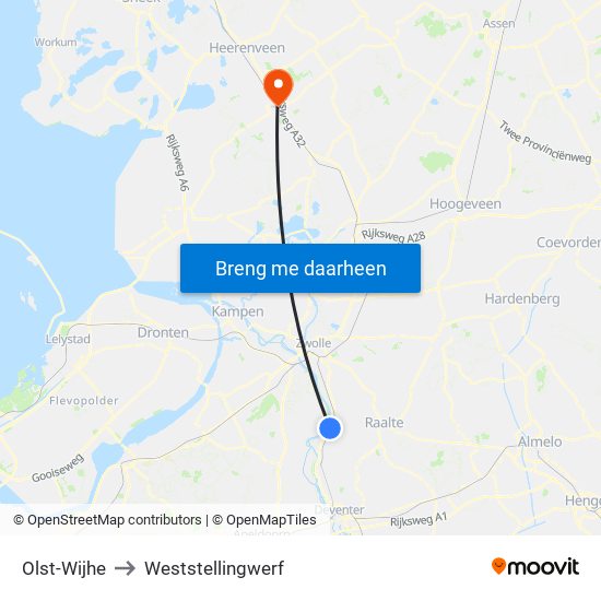 Olst-Wijhe to Weststellingwerf map