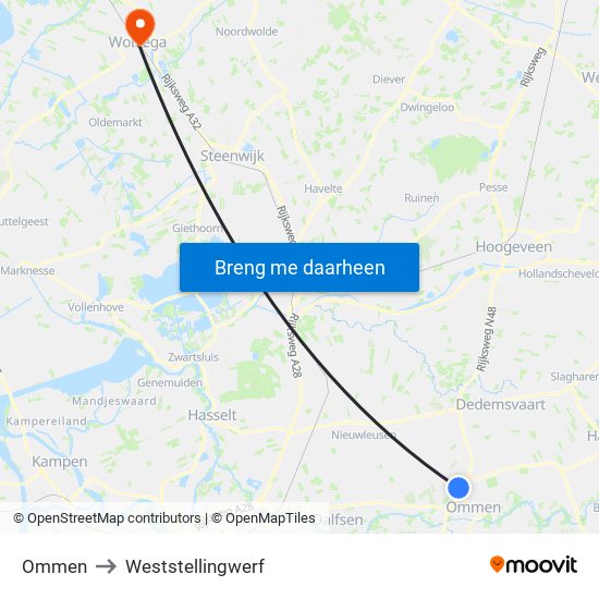 Ommen to Weststellingwerf map
