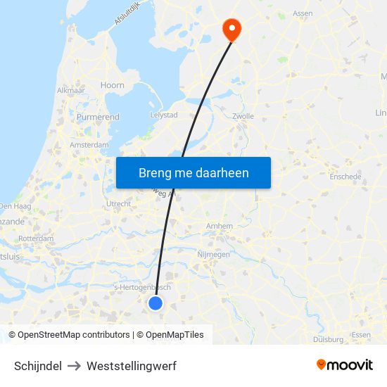 Schijndel to Weststellingwerf map