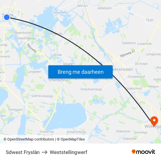 Sdwest Fryslân to Weststellingwerf map