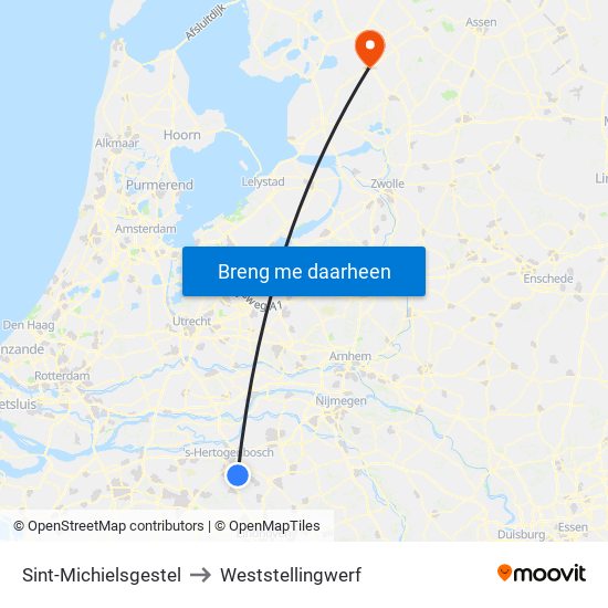 Sint-Michielsgestel to Weststellingwerf map