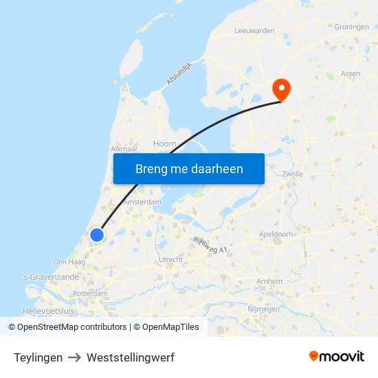 Teylingen to Weststellingwerf map
