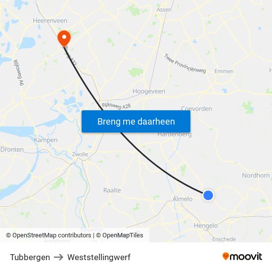 Tubbergen to Weststellingwerf map