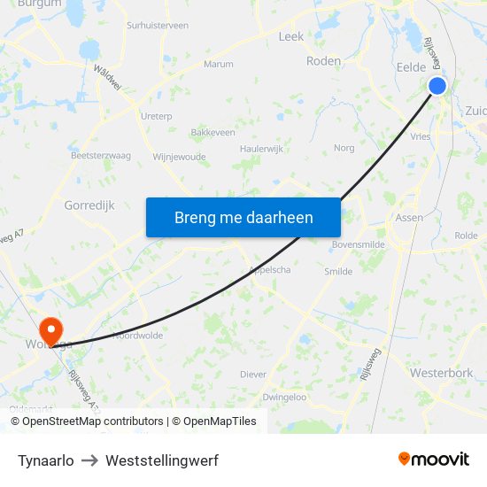 Tynaarlo to Weststellingwerf map