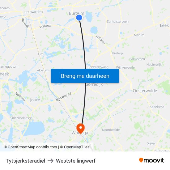 Tytsjerksteradiel to Weststellingwerf map