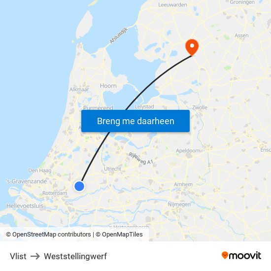 Vlist to Weststellingwerf map