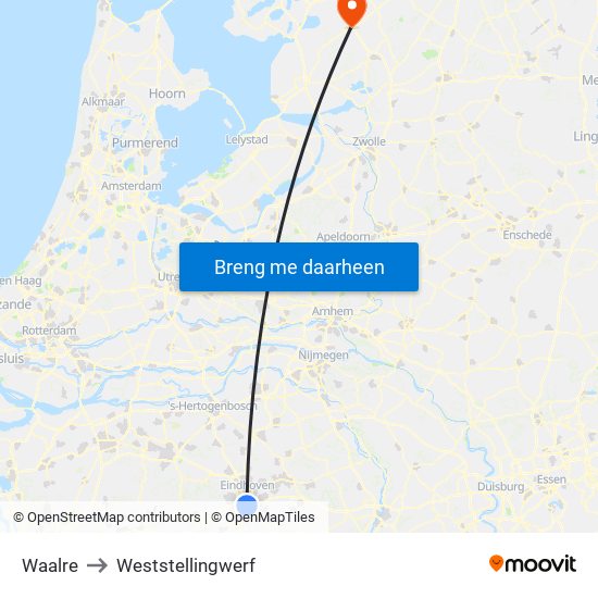 Waalre to Weststellingwerf map