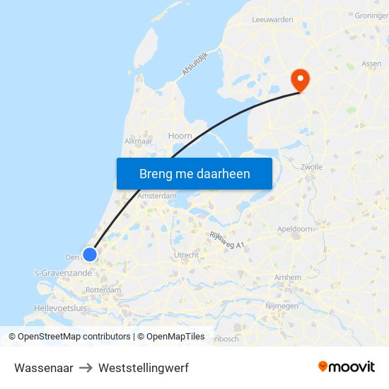 Wassenaar to Weststellingwerf map