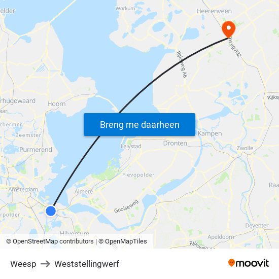 Weesp to Weststellingwerf map