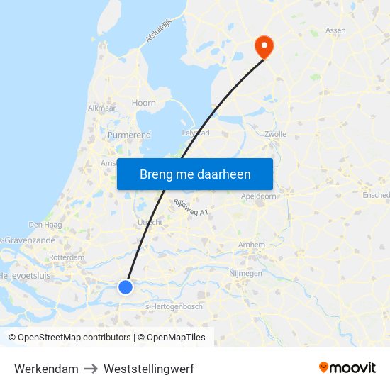 Werkendam to Weststellingwerf map