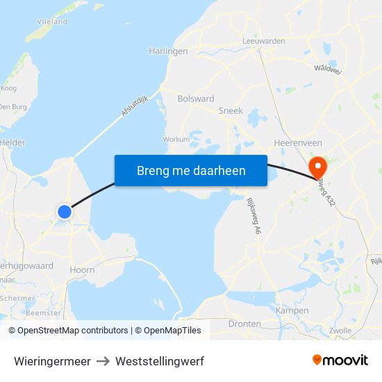 Wieringermeer to Weststellingwerf map