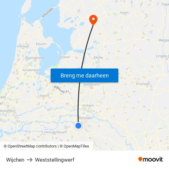 Wijchen to Weststellingwerf map