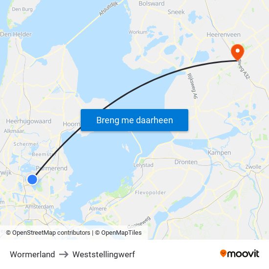 Wormerland to Weststellingwerf map