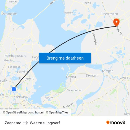 Zaanstad to Weststellingwerf map