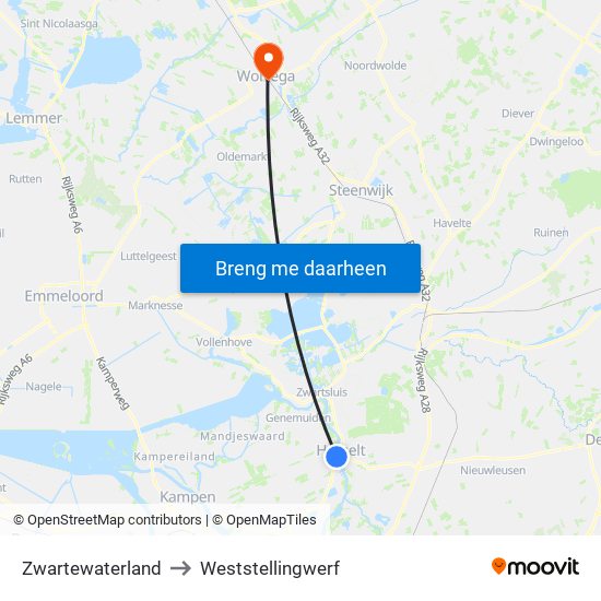 Zwartewaterland to Weststellingwerf map