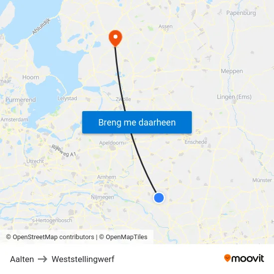 Aalten to Weststellingwerf map