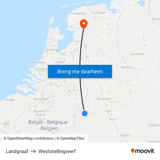 Landgraaf to Weststellingwerf map