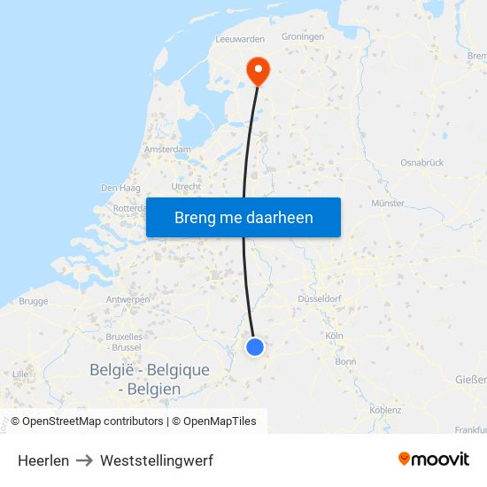 Heerlen to Weststellingwerf map