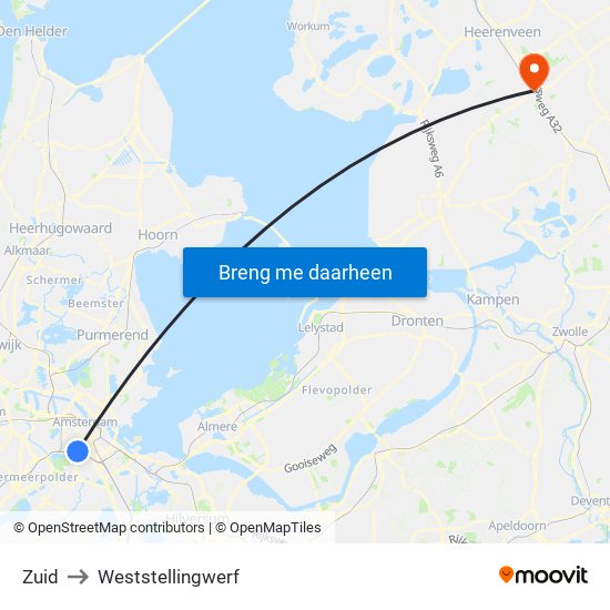 Zuid to Weststellingwerf map